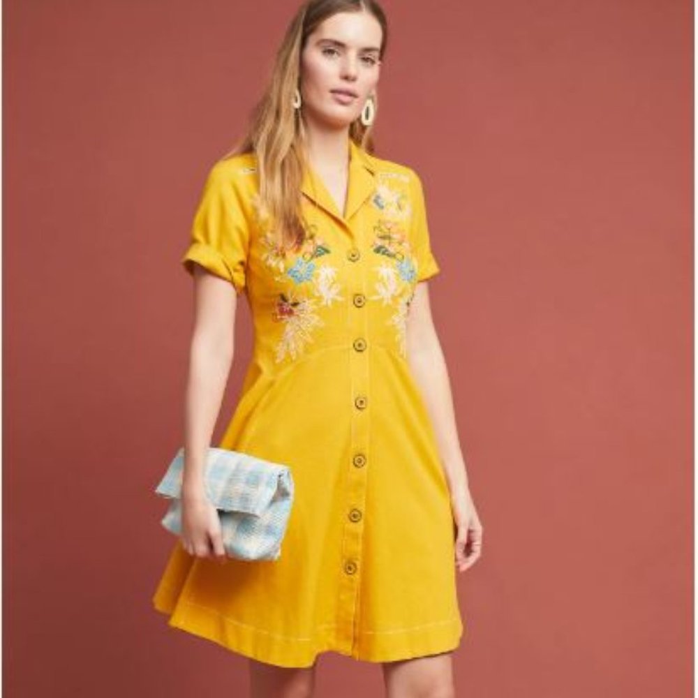 Anthropologie Varadero Collared Shirt Dress Sz 16